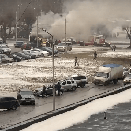 28 января в рязанском Канищеве загорелась маршрутка №53