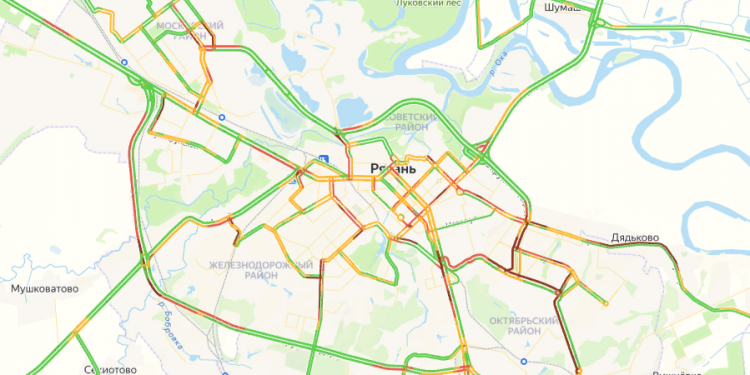 Утром 21 ноября Рязань встала в 10-балльные пробки