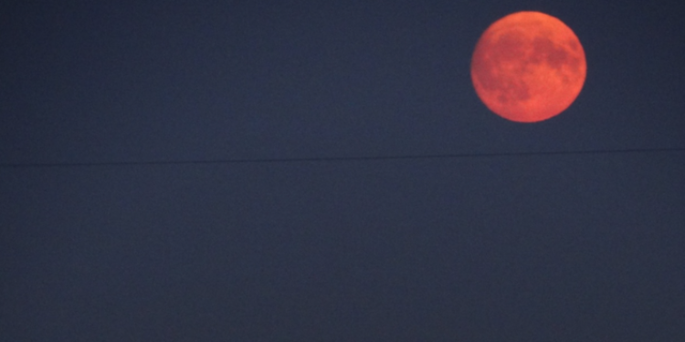 В Сети появился снимок огромной оранжевой Луны над Рязанью
