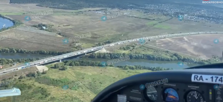 На Коломенской окружной запечатлели пробку в сторону Рязани 6 сентября