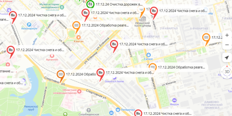 Для горожан опубликовали карту зимней уборки Рязани