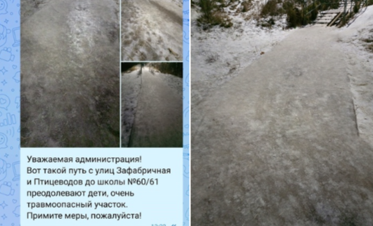 Рязанцы жалуются на нечищеные дорожки у школы №60/61