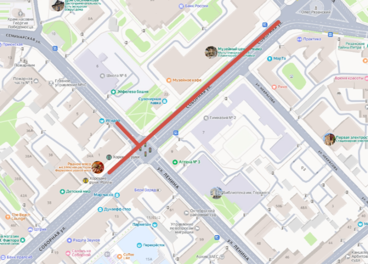 На участке дороги по улице Соборной в Рязани запретят движение транспорта до 31 октября