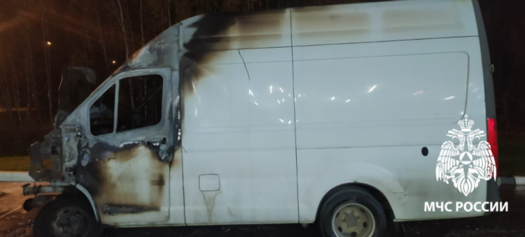 В Путятинском районе сгорел микроавтобус