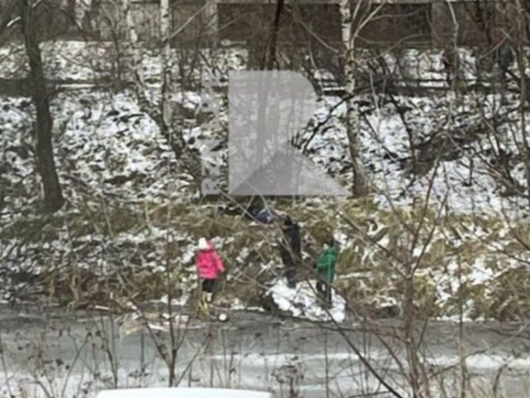 На улице Зубковой засняли детей, которые вышли на неокрепший лед