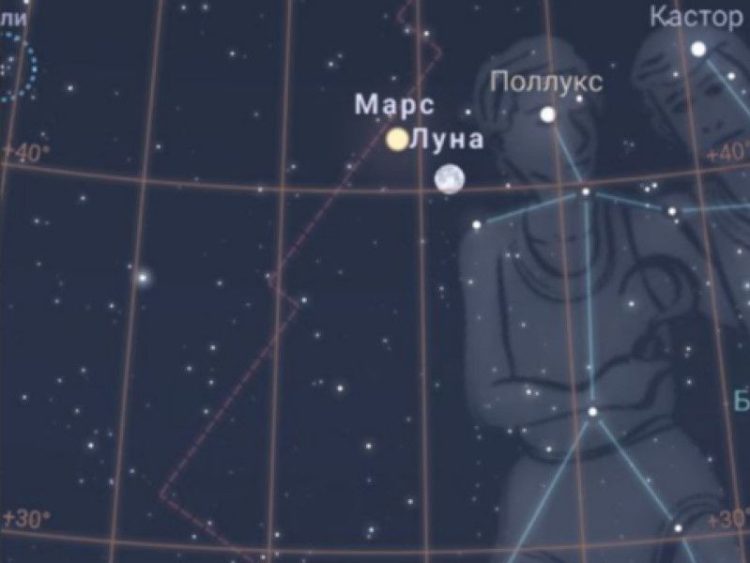 В ночь на 14 января рязанцы смогут увидеть сближение Луны и Марса