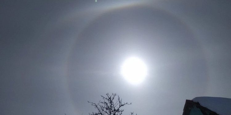 Над рязанским Сасово запечатлели солнечное гало