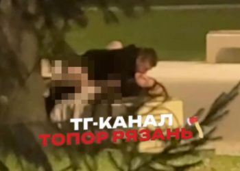 В Кремлевском сквере Рязанского кремля пара занималась интимом
