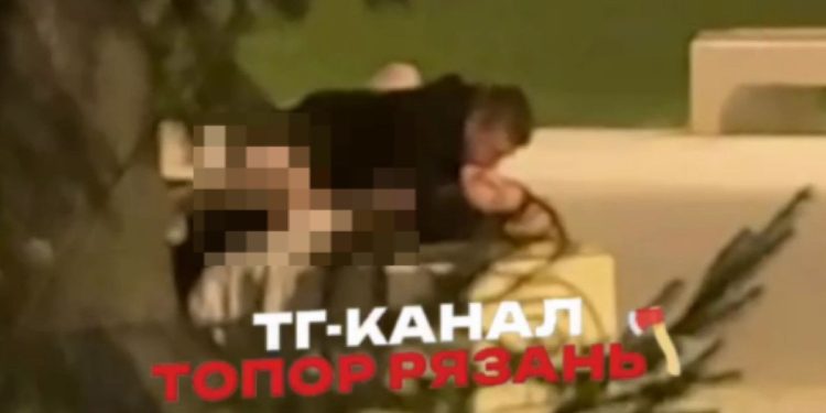 В Кремлевском сквере Рязанского кремля пара занималась интимом