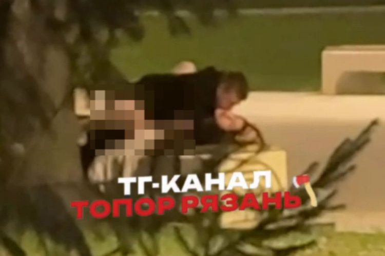 В Кремлевском сквере Рязанского кремля пара занималась интимом