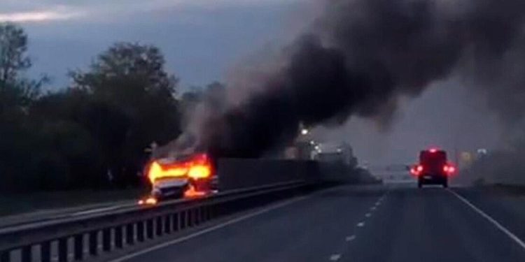 В Рыбновском районе сгорела ГАЗель