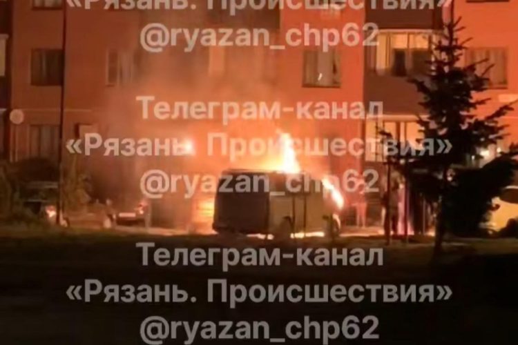 В рязанском Дядькове ночью сгорел минивэн