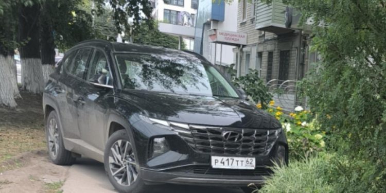Рязанцев возмутил припаркованный на пешеходной дорожке автомобиль