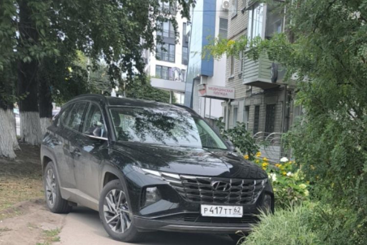 Рязанцев возмутил припаркованный на пешеходной дорожке автомобиль