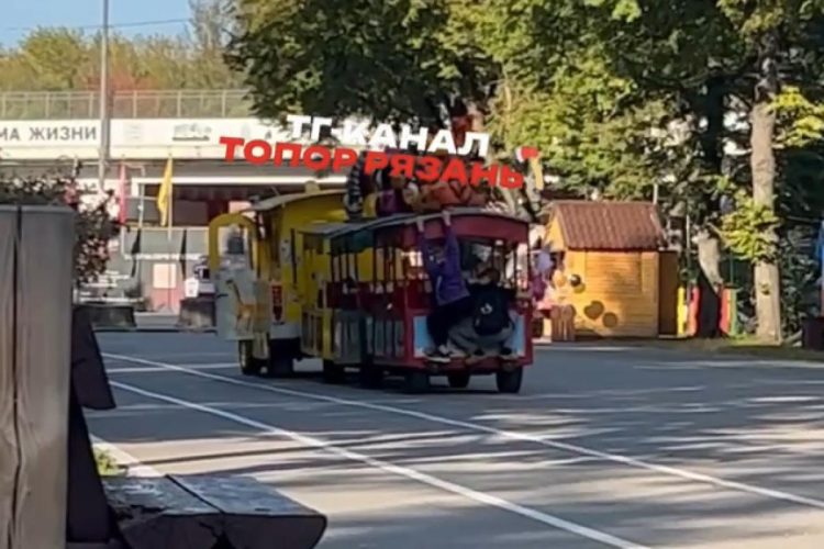 В рязанском Лесопарке засняли подростков-зацеперов на детском паровозике