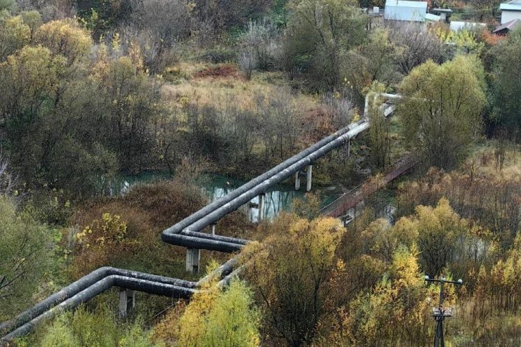 В Рязани ручей Быстрец окрасился в ярко-бирюзовый цвет