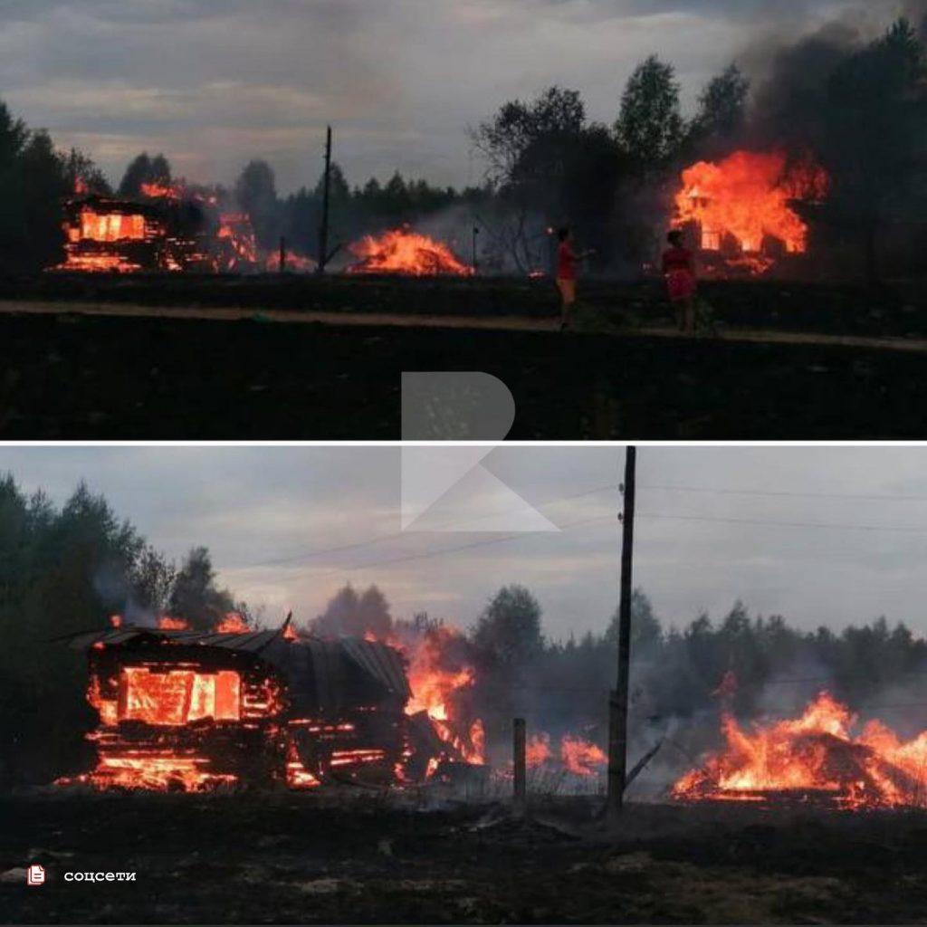 Опубликованы снимки горящих домов в Клепиковском районе