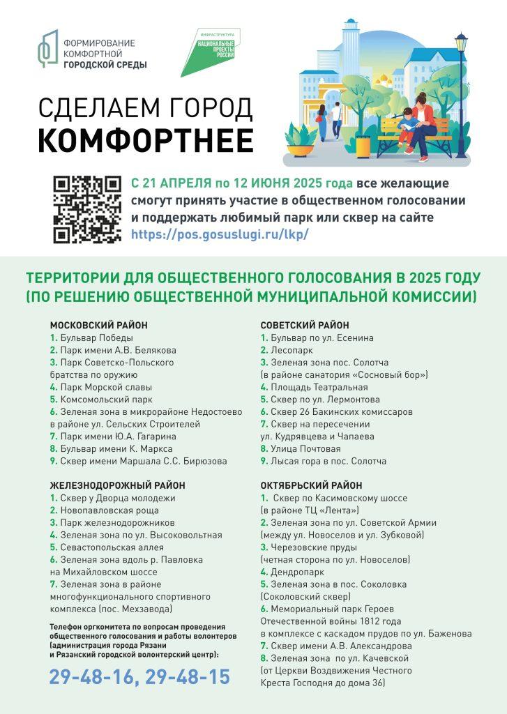 Рязанцам напомнили о голосовании за благоустройство общественных территорий