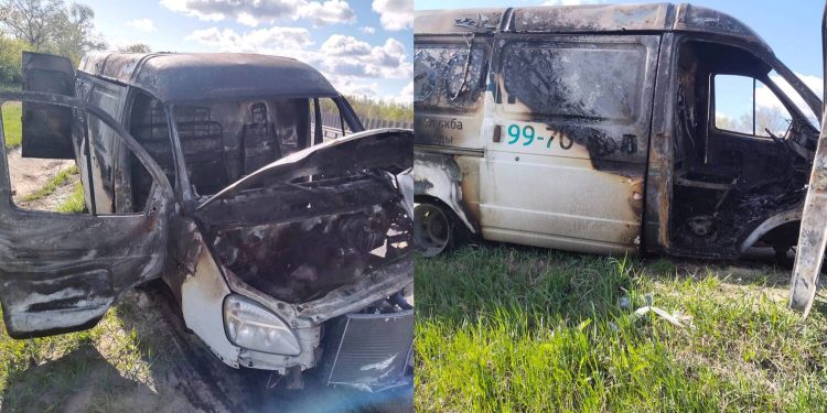 В Сети появился снимок сгоревшей в Рыбновском районе ГАЗели