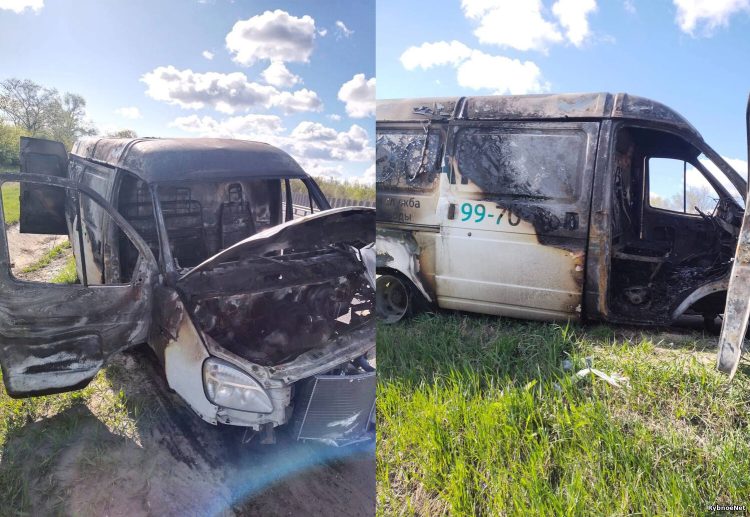 В Сети появился снимок сгоревшей в Рыбновском районе ГАЗели