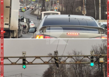 Рязанские водители сообщили о светофоре, который готов рухнуть на крыши машин Рязанские водители сообщили о светофоре, который готов рухнуть на крыши машин