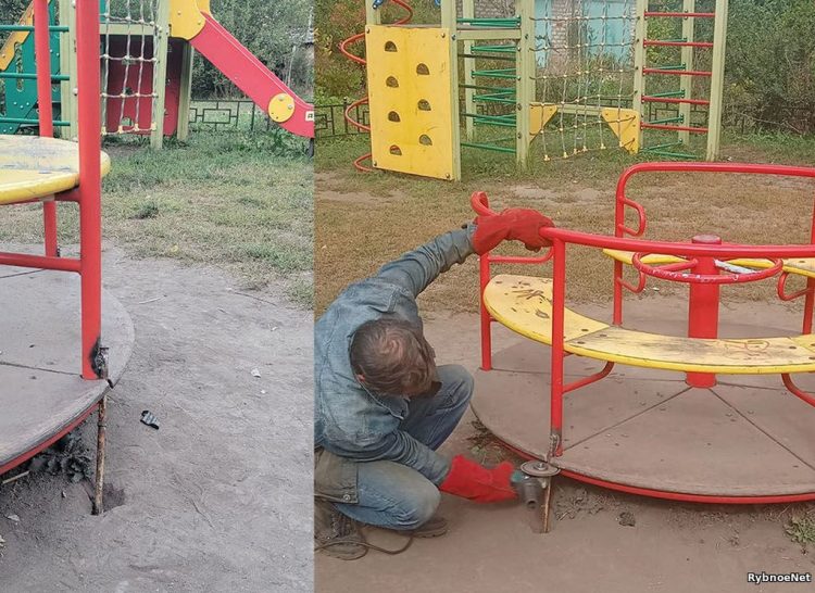 В рязанском Рыбном неизвестные заварили детскую карусель