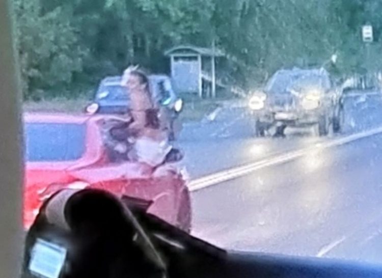 На Черновицкой в Рязани запечатлели девушку, высунувшуюся из окна движущейся машины