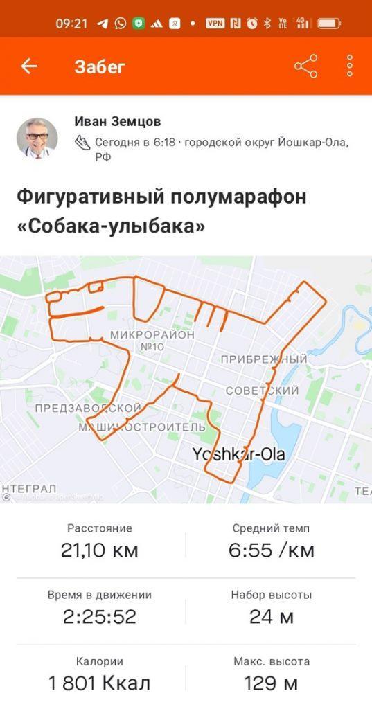 Рязанка Абрамова преодолела 14 км с GPS-трекером и изобразила на карте города собаку