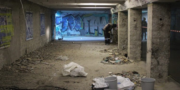 В подземном пешеходном переходе у рязанского «Барса» начались ремонтные работы