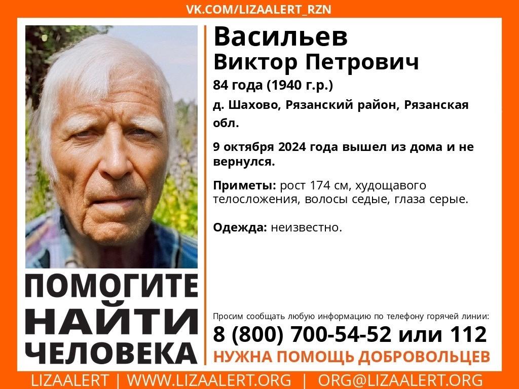 В Рязанском районе пропал 84-летний Виктор Васильев