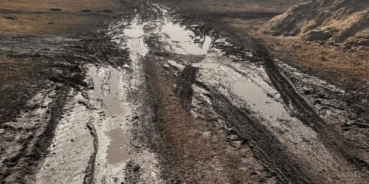 Жители рыбновского поселка Алешня жалуются на ужасное состояние дороги в населенном пункте