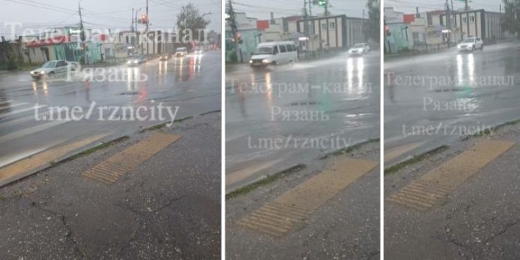 Рязанские водители жалуются на неработающие ливневки на улице Строителей