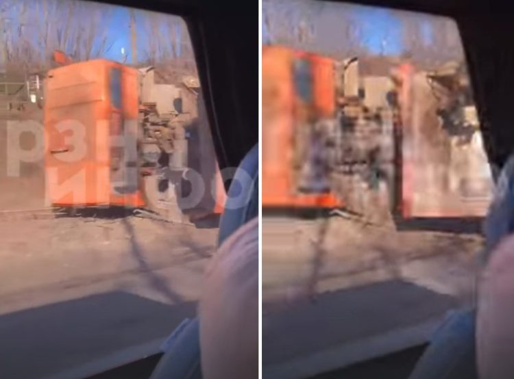 На Южной окружной дороге в Рязани перевернулся мусоровоз