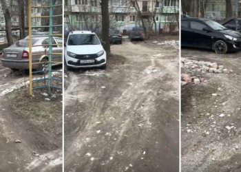 Рязанец пожаловался на заставленную машинами детскую площадку на улице Полетаева
