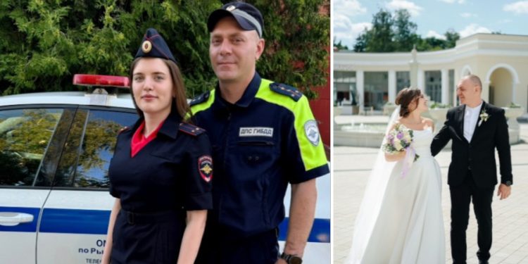 Молодая пара рязанских полицейских сыграла свадьбу