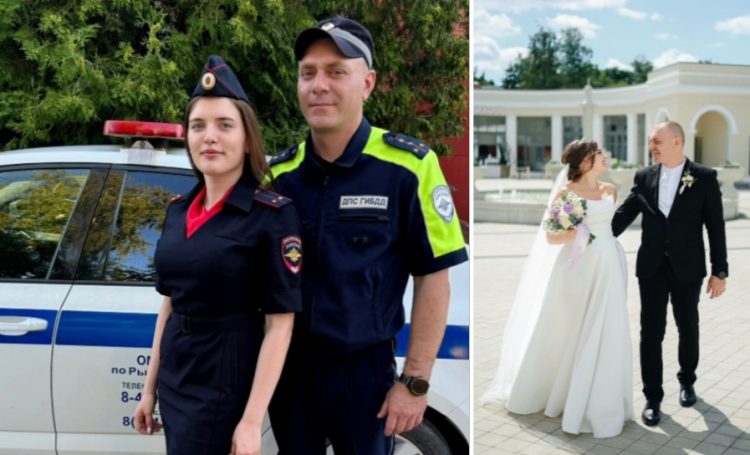 Молодая пара рязанских полицейских сыграла свадьбу
