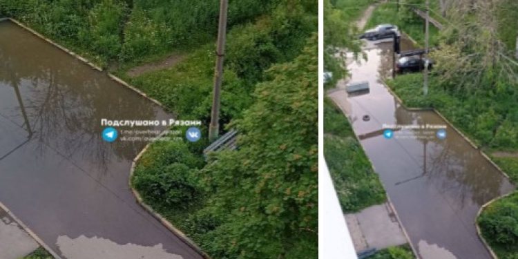Рязанцы показали «канализационное озеро» на улице поселок Мехзавода