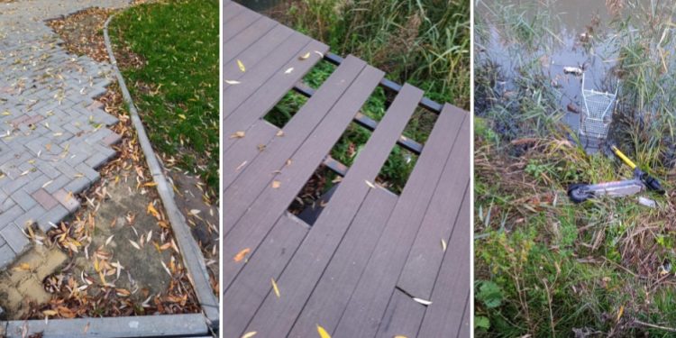 Рязанцы пожаловались на испорченную дорожку и мост в Дашково-Песочне