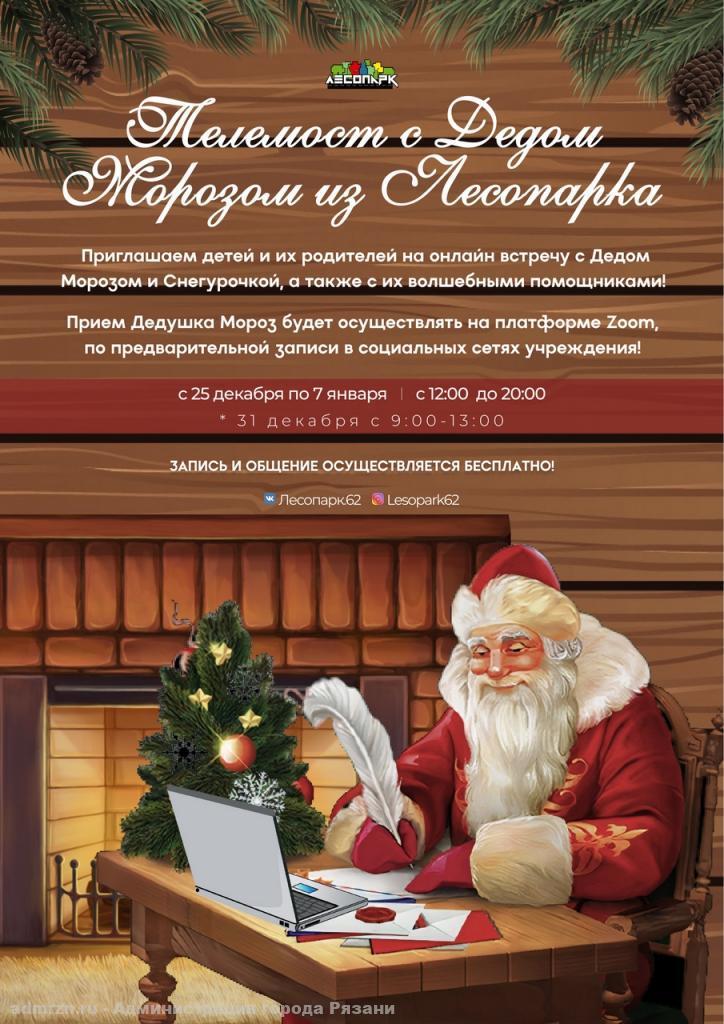С 25 декабря в Рязани стартует "Телемост с Дедом Морозом из Лесопарка"
