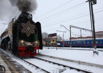 Мэрия Рязани поделилась снимками поезда Деда Мороза