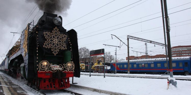 Мэрия Рязани поделилась снимками поезда Деда Мороза