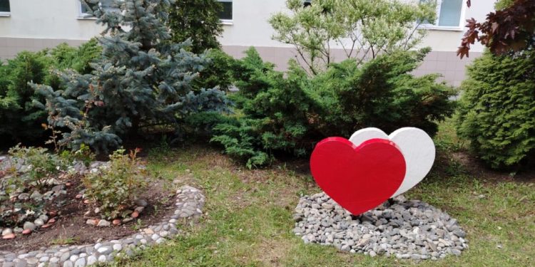 На территории Рязанского кардиодиспансера установили инсталляцию в виде двух сердец На территории Рязанского кардиодиспансера установили инсталляцию в виде двух сердец