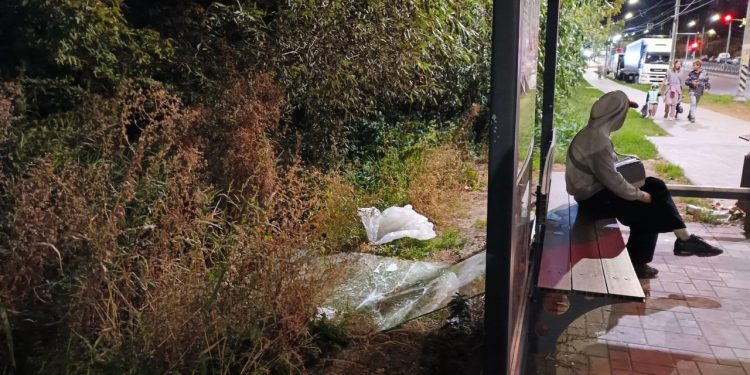 Вандалы разбили стекло на остановке в рязанской Дашково-Песочне