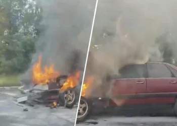 Автомобиль сгорел на Михайловском шоссе в Рязани