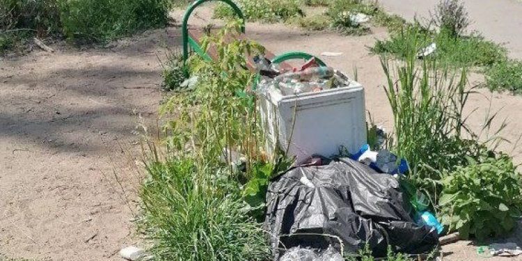 Рязанцы сообщили о заваленной мусором детской площадке в поселке Строитель