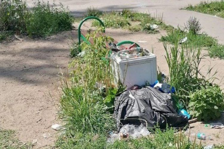 Рязанцы сообщили о заваленной мусором детской площадке в поселке Строитель