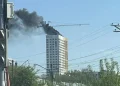 Пожар охватил строящуюся высотку на Шлакова