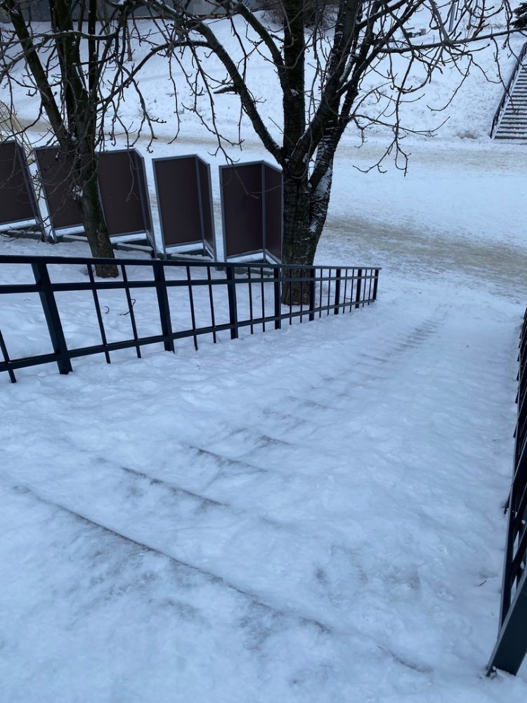 Рязанцы пожаловались на обледенелые ступеньки на Лыбедском бульваре