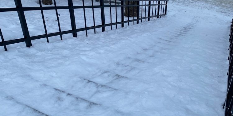 Рязанцы пожаловались на обледенелые ступеньки на Лыбедском бульваре