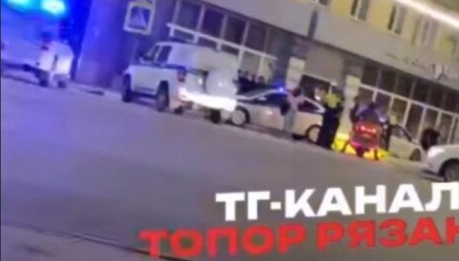 Ночью 29 июня в центре Рязани запечатлели скопление полицейских машин
